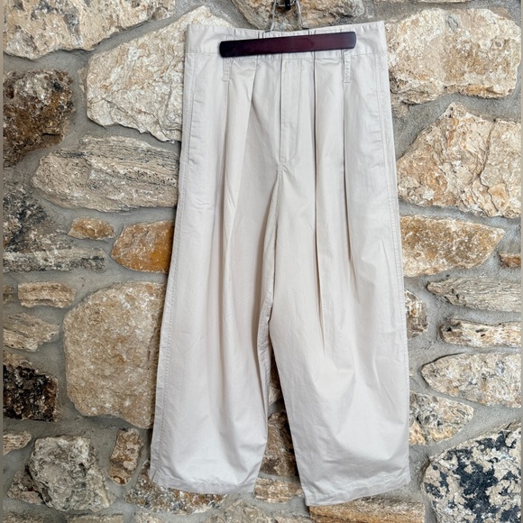 Zara Pants - Zara Cotton Lightweight High Ride Wide Leg Pleated Trousers Pants sz Small